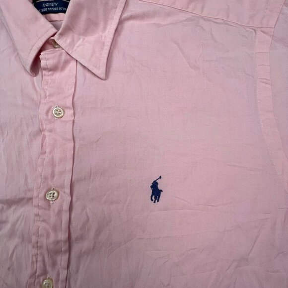 Polo Ralph Lauren ANDREW Button Up Shirt Cotton Mens Size 16.5 34 PINK Oxford - Picture 6 of 12